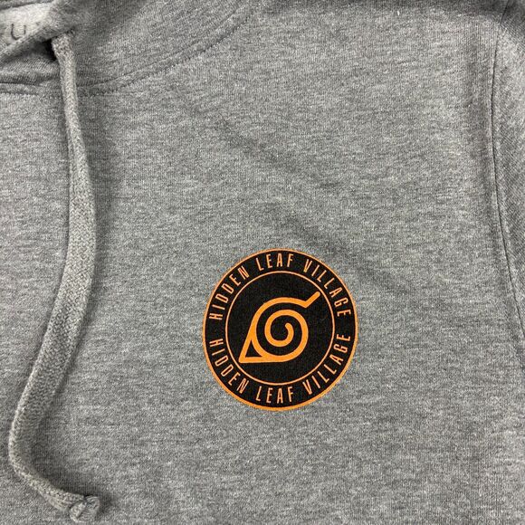 Naruto‎ Hoodie Mens Large Shippuden Hidden Leaf Village Vizmedia Sweatshirt Gray - Picture 4 of 10